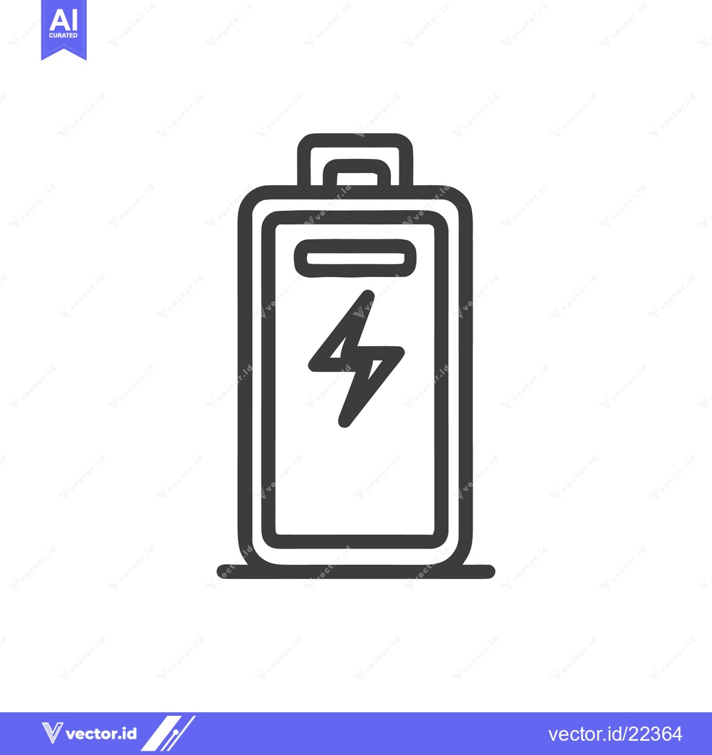 Premium Vector dari Battery Icon with Lightning Bolt, Minimalist Design on White Backgroun