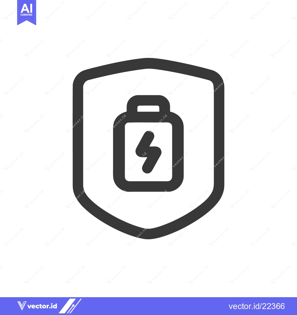 Premium Vector dari Shielded Power: Battery Icon with Lightning Bolt Protection