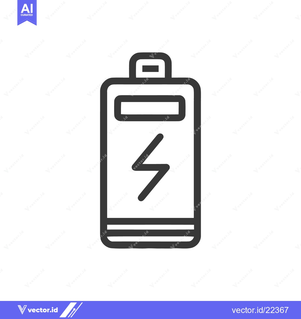 Premium Vector of Minimalist Battery Icon with Lightning Bolt Symbol on White Background