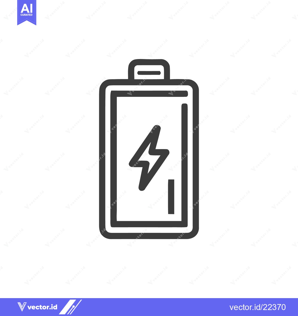 Premium Vector dari Battery Icon with Lightning Bolt, Energy Symbol, Minimalist Design