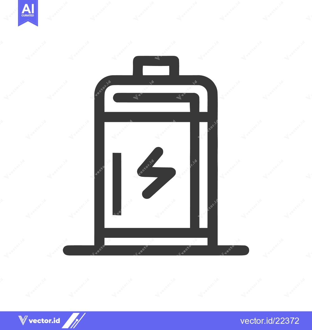 Premium Vector dari Minimalist Battery Icon with Lightning Bolt Symbol, Dark Gray on White