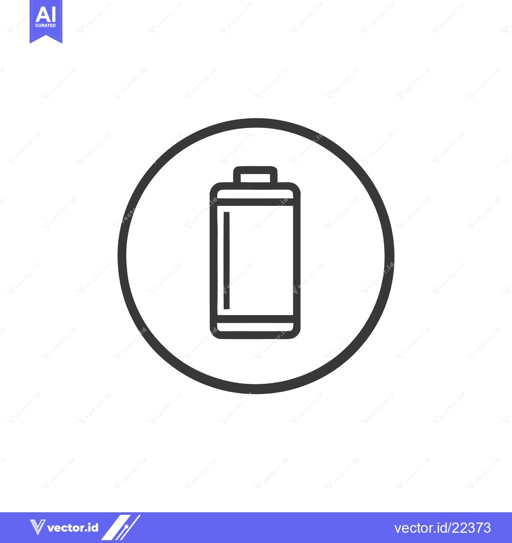 Premium Vector of Minimalist Battery Icon: Black Outline in Circle on White Background
