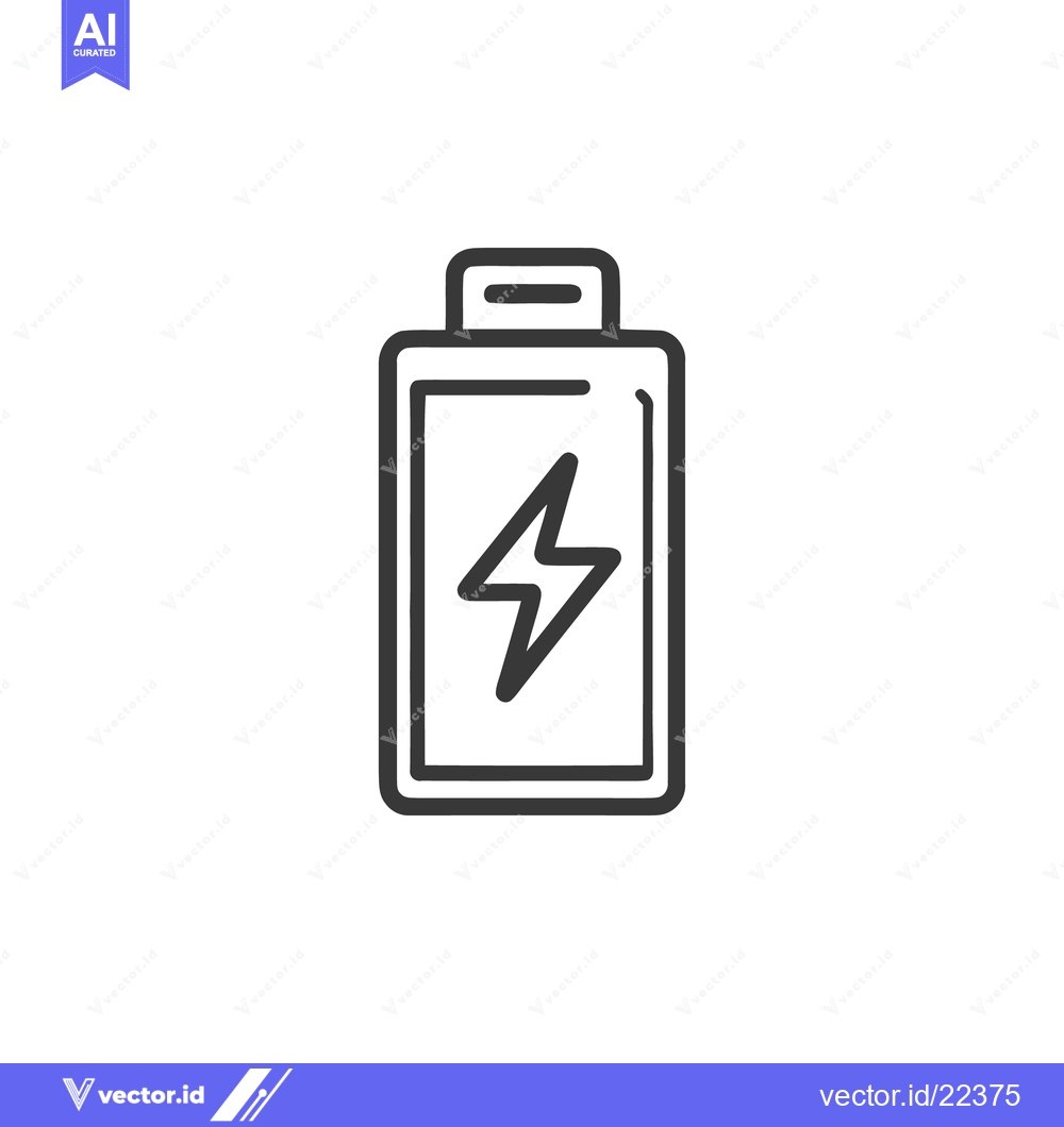 Premium Vector dari Battery Icon with Lightning Bolt, Minimalist Design, Energy Symbol