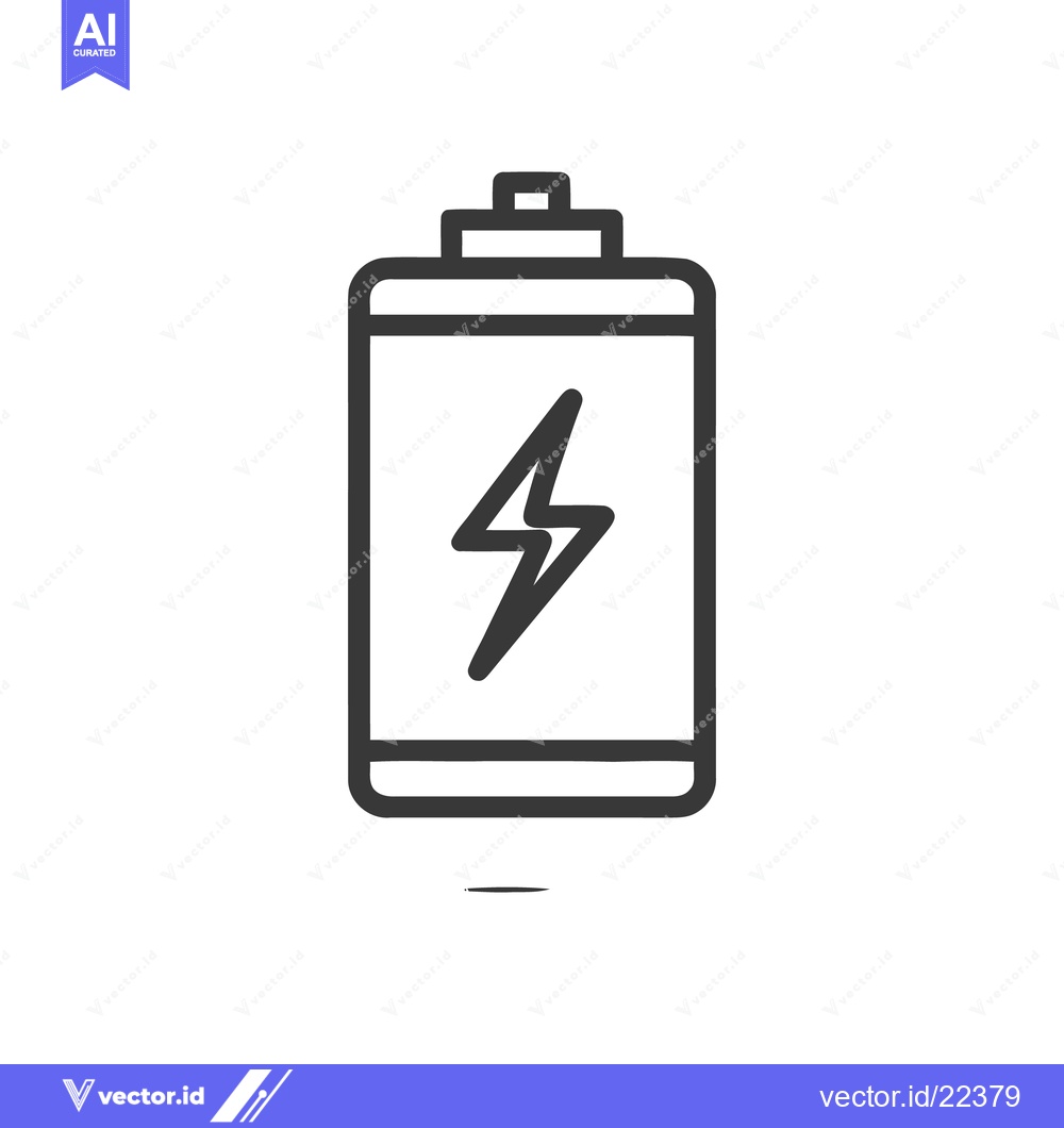Premium Vector dari Minimalist Battery Icon with Lightning Bolt Symbol on White Background
