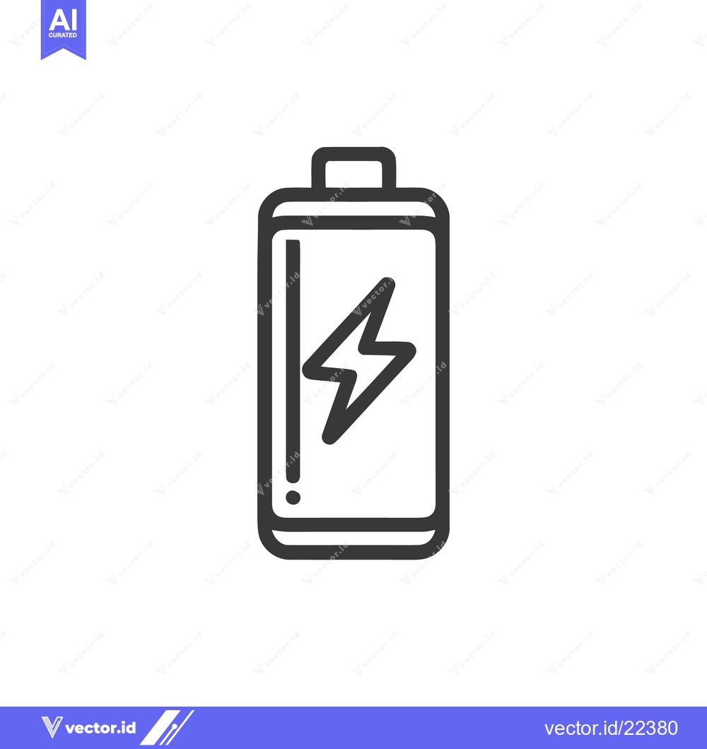 Premium Vector dari Minimalist Battery Icon with Lightning Bolt Symbol, Energy Concept