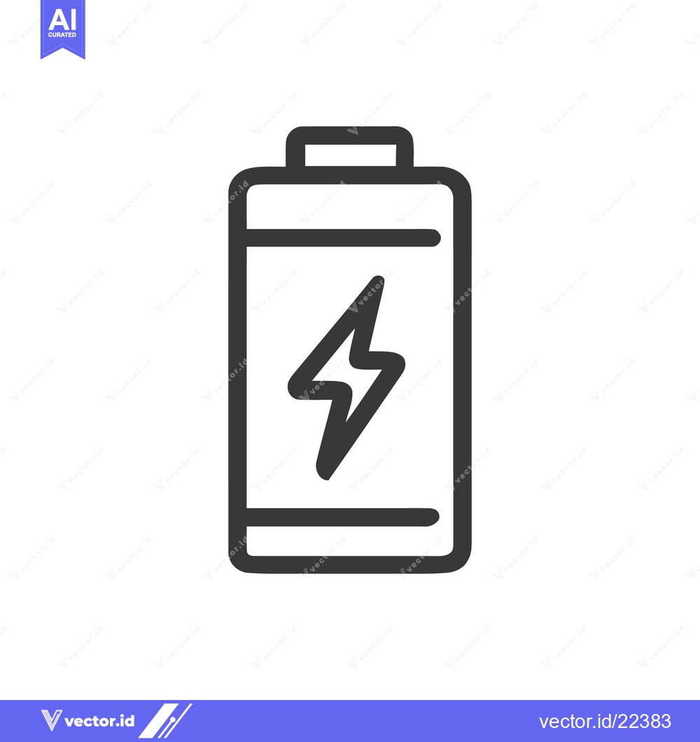 Premium Vector dari Bold Battery Icon with Lightning Bolt Symbol on White Background