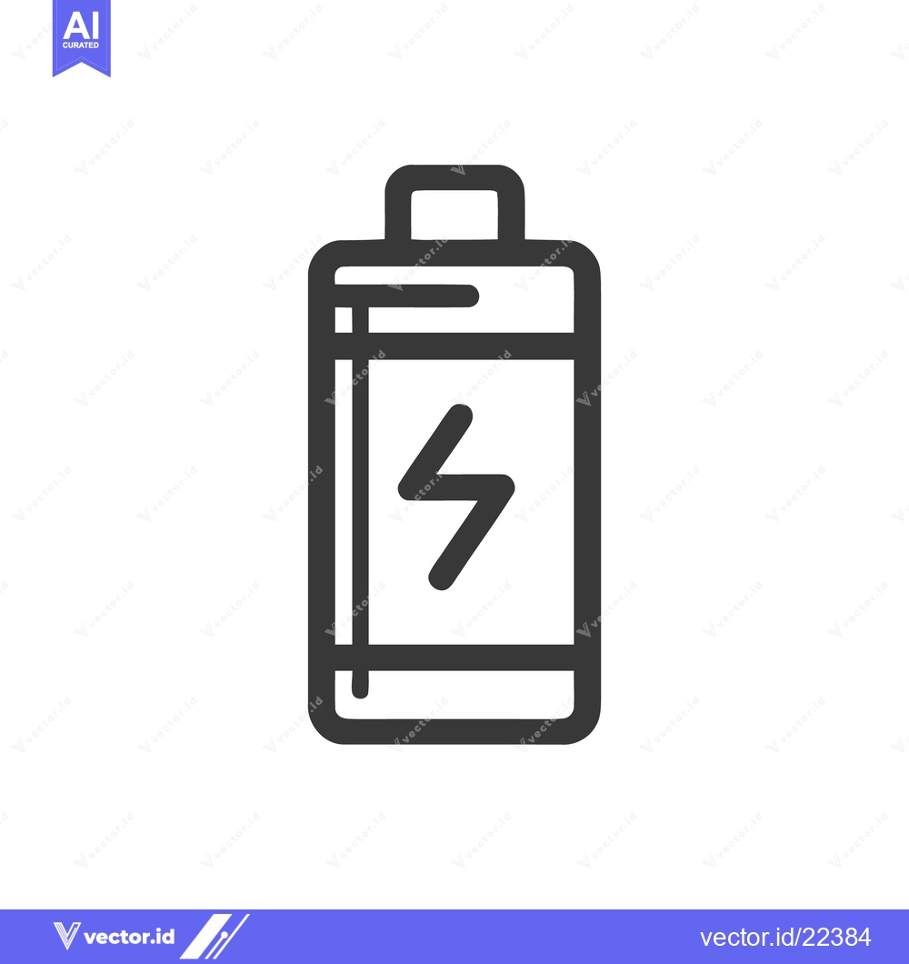 Premium Vector of Minimalist Battery Icon with Lightning Bolt Symbol, Dark Gray