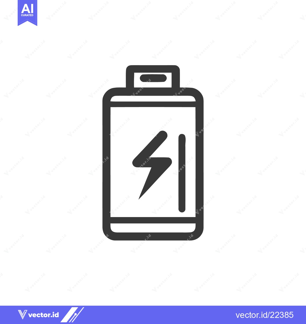 Premium Vector of Minimalist Battery Icon with Lightning Bolt Symbol on White Background