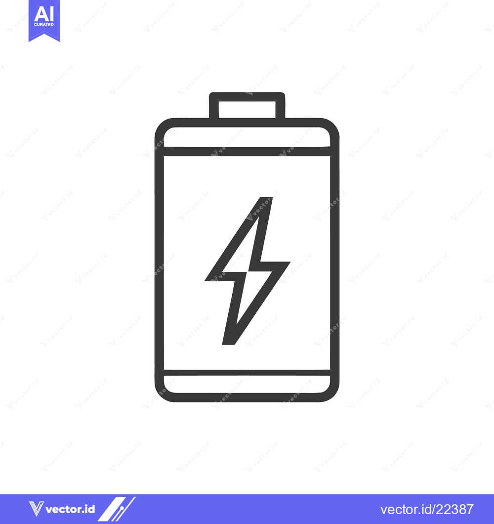 Premium Vector dari Battery Icon with Lightning Bolt Symbol, Minimalist Design on White Ba