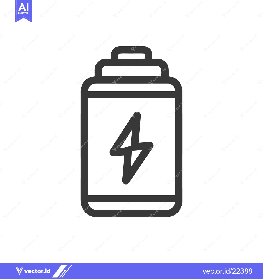 Premium Vector dari Minimalist Battery Icon with Lightning Bolt Symbol on White Background