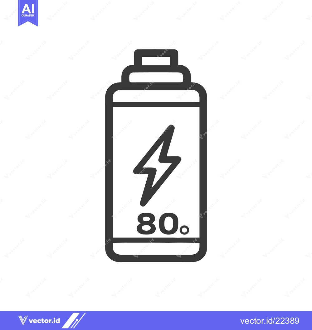 Premium Vector dari Battery Charging 80 Icon Line Art Icon  1152