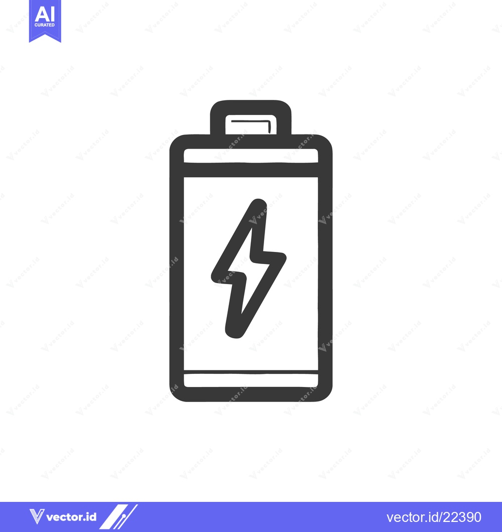 Premium Vector dari Bold Battery Icon with Lightning Bolt Symbol, Energy Concept