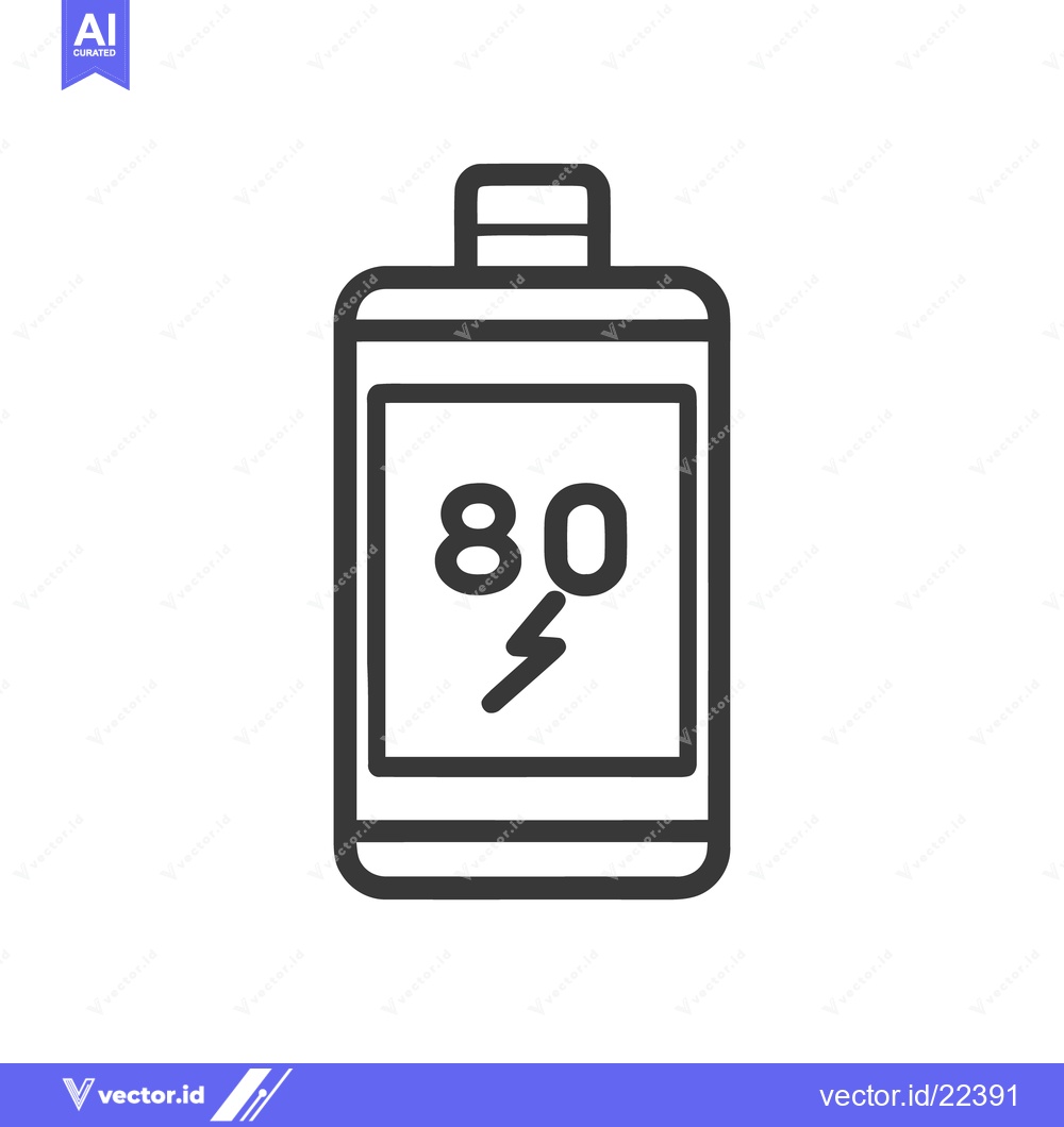 Premium Vector dari Battery Charging 80 Icon Line Art Icon  1154