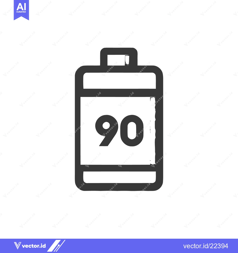 Premium Vector dari Ninety Percent Battery Icon, Black and White, Minimalist Design