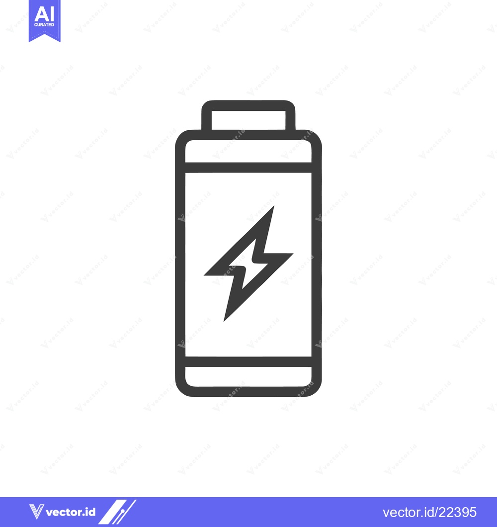 Premium Vector dari Battery Icon with Lightning Bolt Symbol, Minimalist Design
