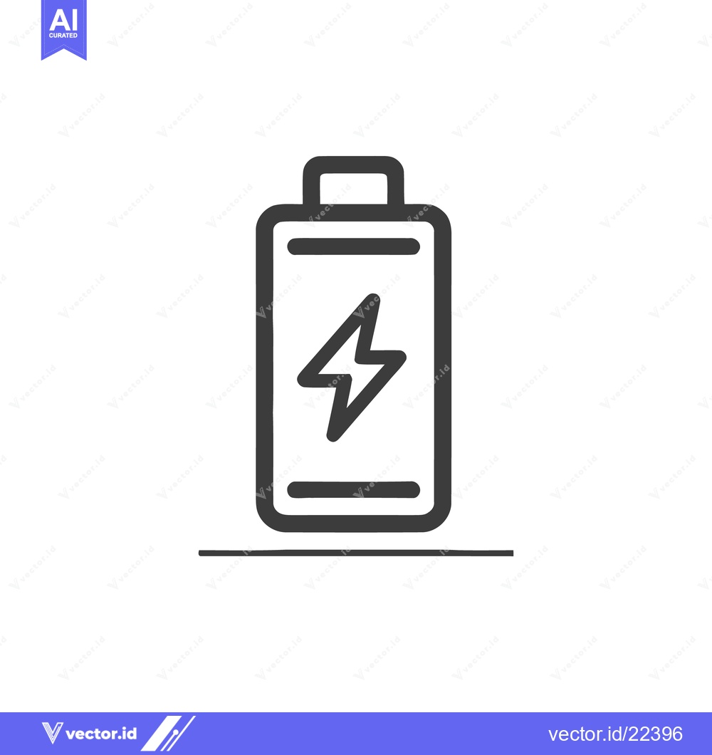 Premium Vector of Bold Battery Icon with Lightning Bolt on White Background