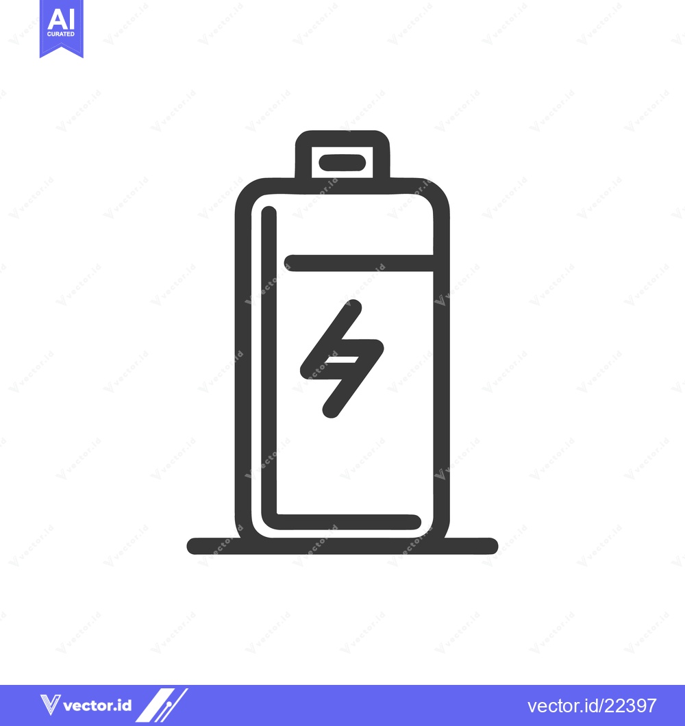 Premium Vector dari Minimalist Battery Icon with Lightning Bolt Symbol on White Background