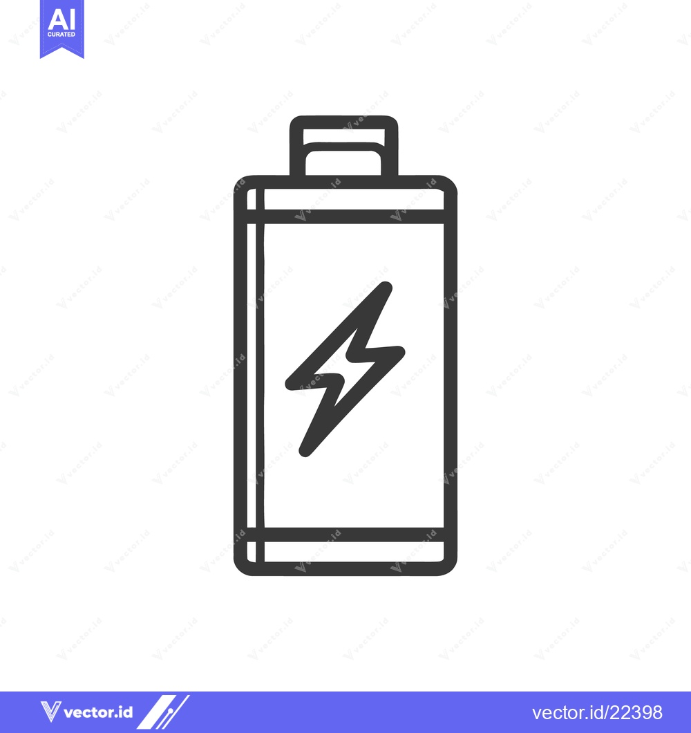 Premium Vector dari Minimalist Battery Icon with Lightning Bolt Symbol in Bold Outline Sty