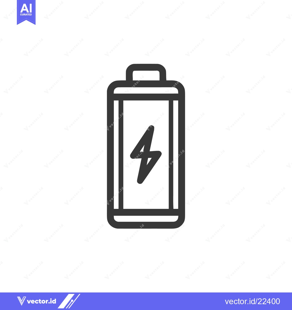Premium Vector dari Minimalist Battery Icon with Lightning Bolt Symbol on White Background