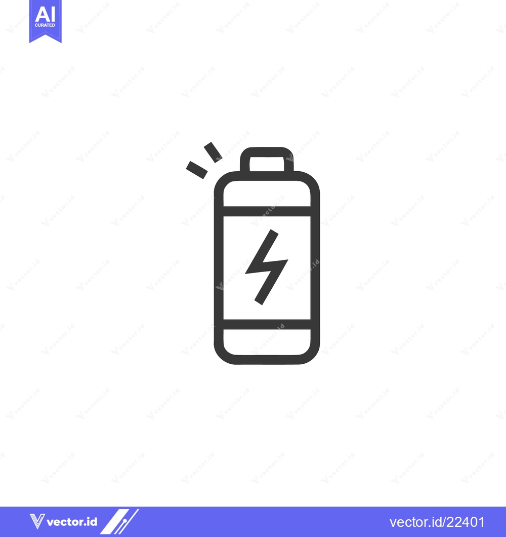 Premium Vector of Minimalist Battery Icon with Lightning Bolt and Energy Sparkles