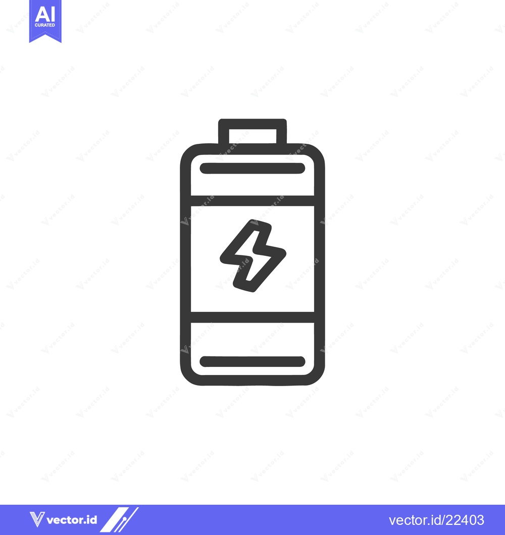 Premium Vector dari Minimalist Battery Icon with Lightning Bolt Symbol on White Background