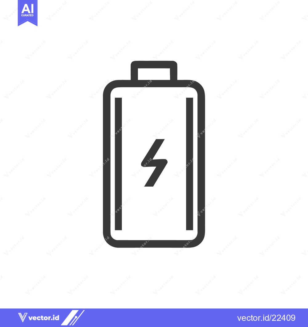 Premium Vector of Minimalist Battery Icon with Lightning Bolt Symbol on White Background