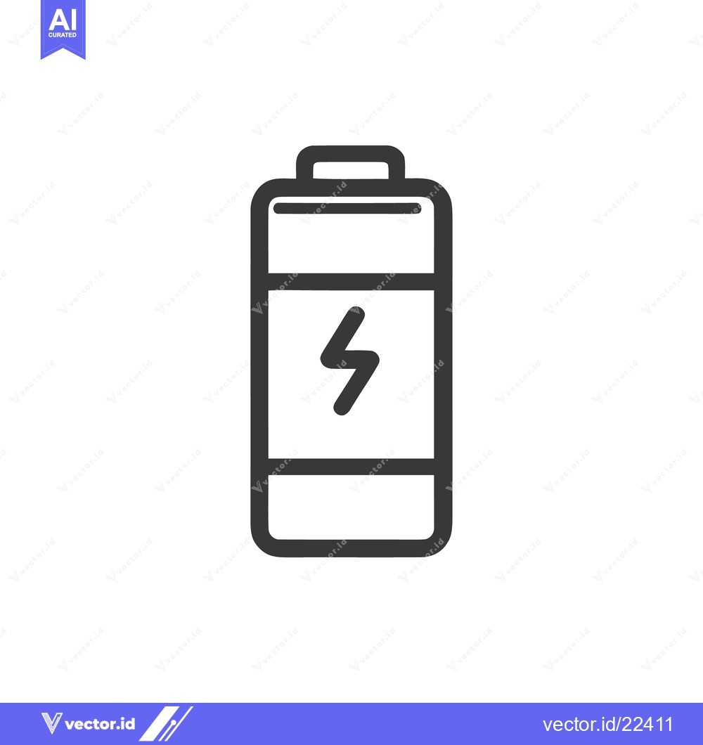 Premium Vector dari Minimalist Battery Icon with Lightning Bolt Symbol on White Background