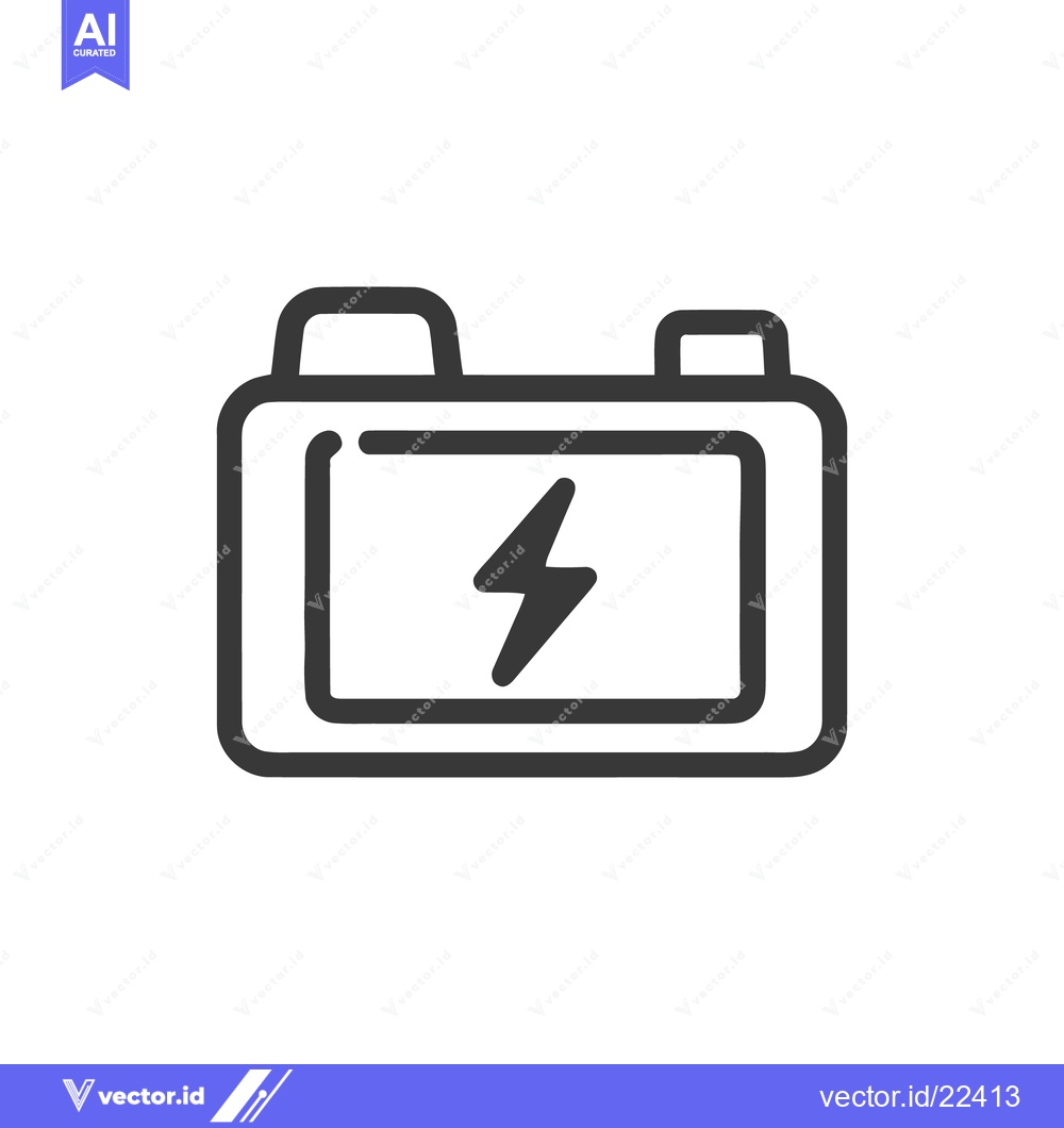 Premium Vector dari Minimalist Battery Icon with Lightning Bolt on White Background