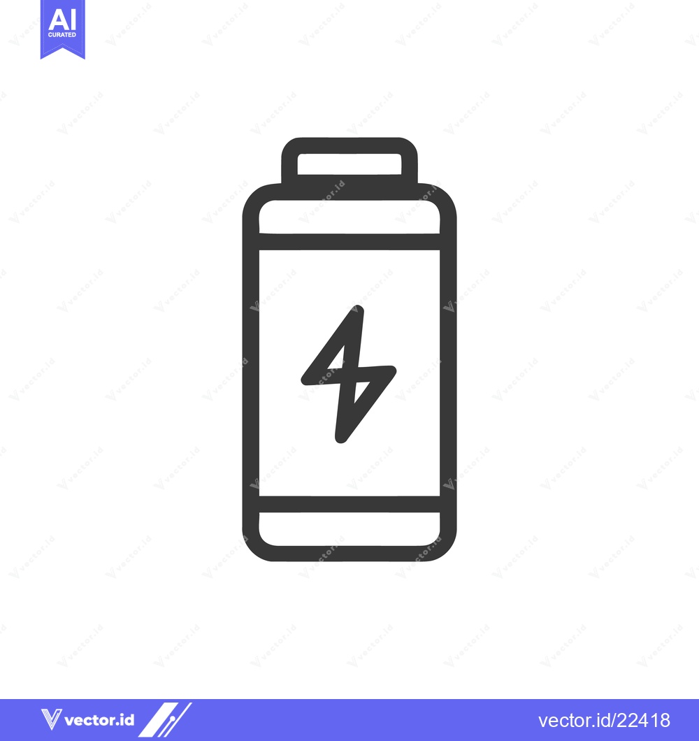 Premium Vector dari Minimalist Battery Icon with Lightning Bolt Symbol on White Background