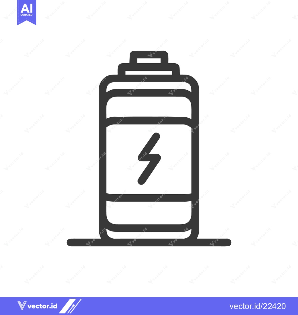 Premium Vector dari Minimalist Battery Icon with Lightning Bolt Symbol on White Background