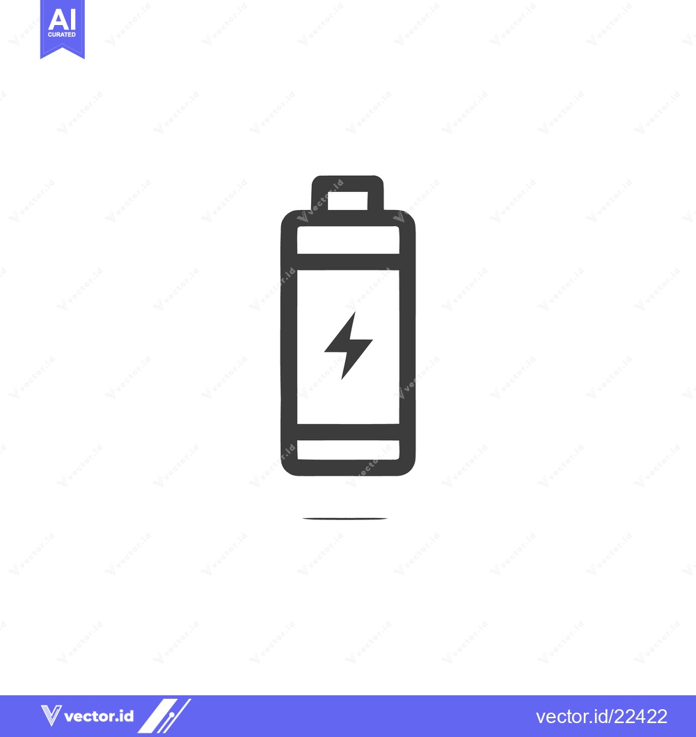 Premium Vector of Minimalist Battery Icon with Lightning Bolt Symbol and Subtle Shadow