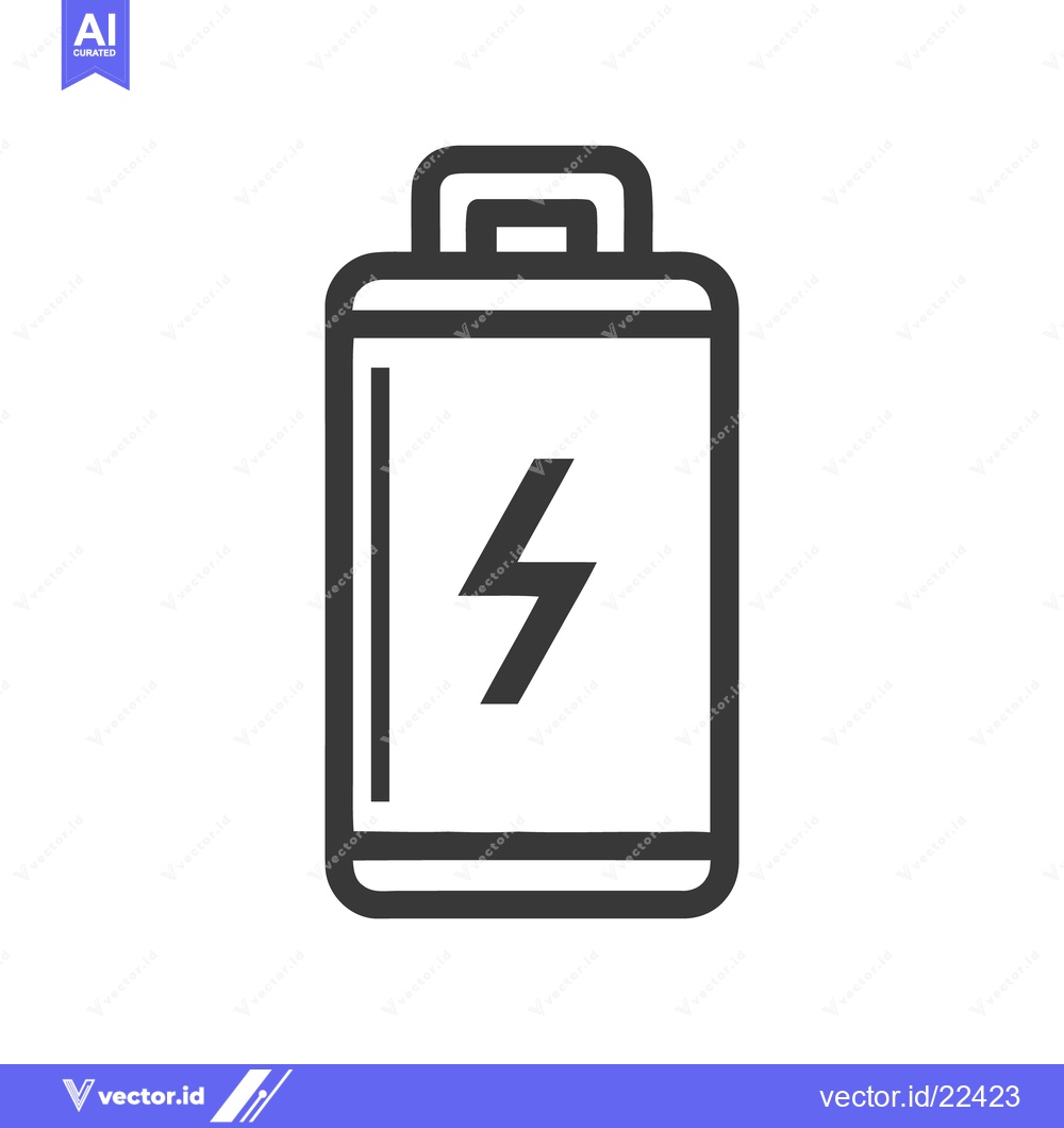 Premium Vector dari Bold Battery Icon with Lightning Bolt Symbol, Minimalist Design on Whi