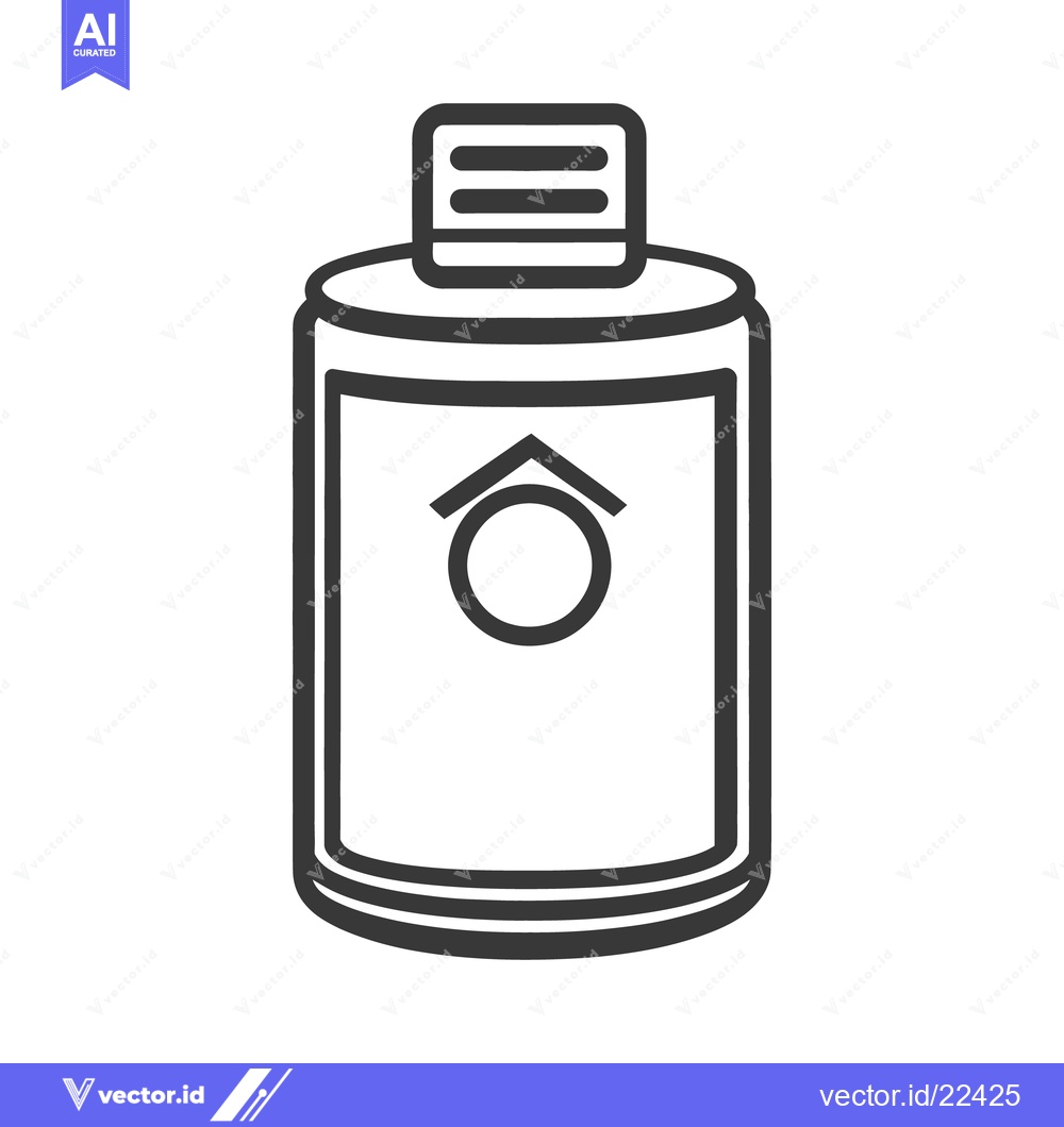 Premium Vector dari An outlined monochrome bottle with a unique cap and emblem