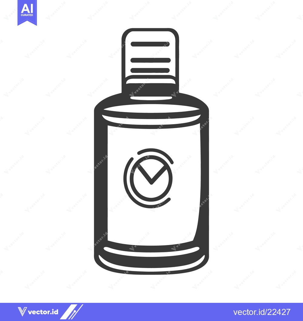 Premium Vector of A simplified illustration of a bottle with a circular logo