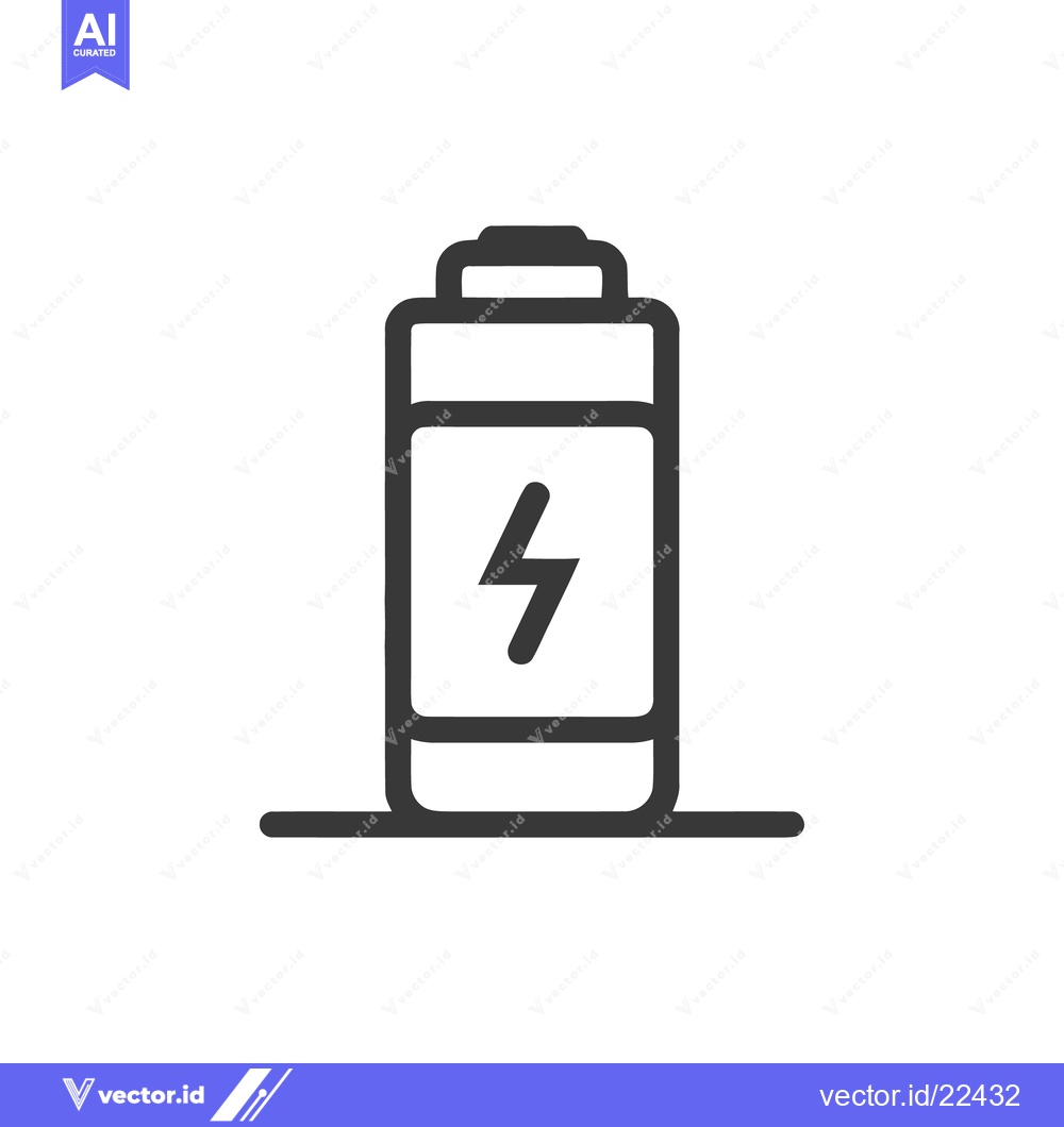 Premium Vector dari Minimalist Battery Icon with Lightning Bolt Symbol on White Background