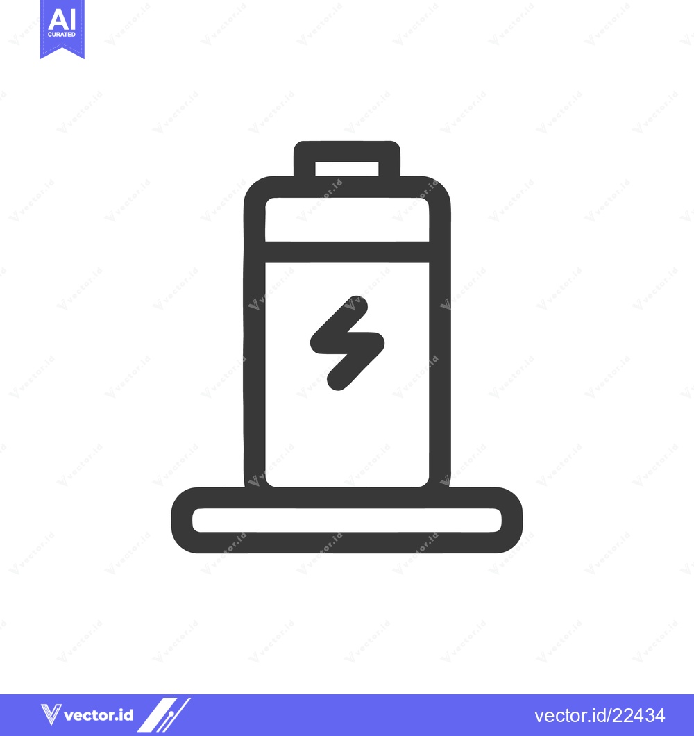 Premium Vector dari Battery Icon with Lightning Bolt Symbol, Minimalist Design on White Ba