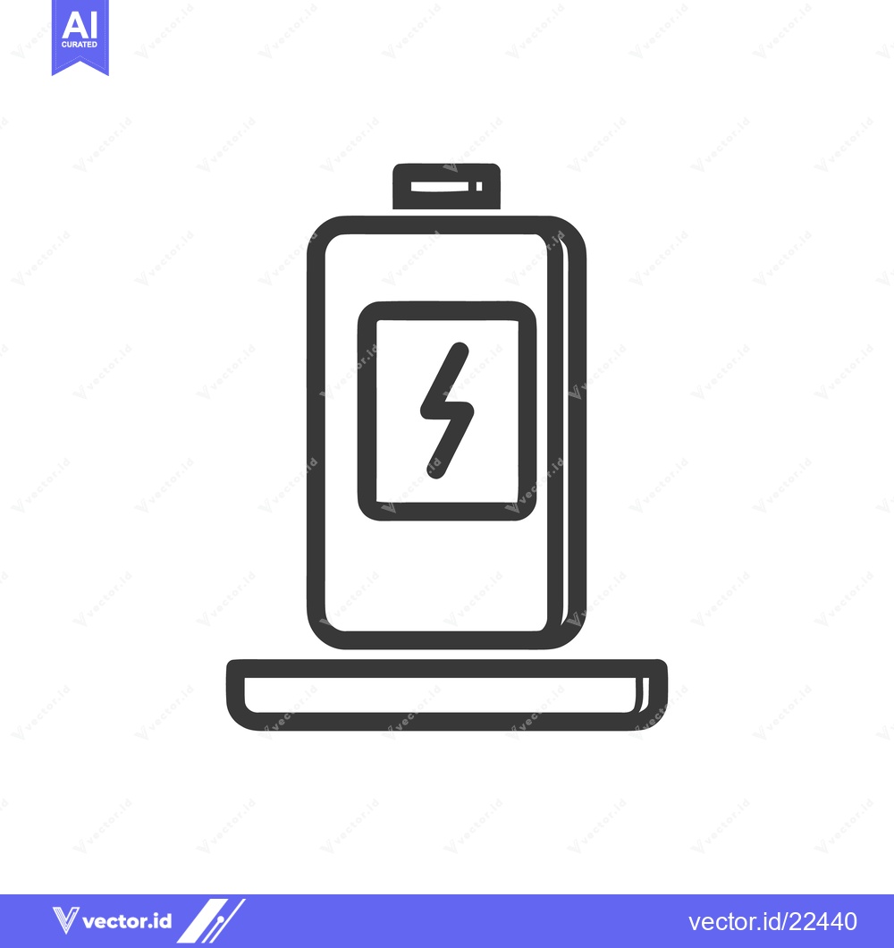 Premium Vector of Minimalist Battery Icon with Lightning Bolt Symbol on White Background