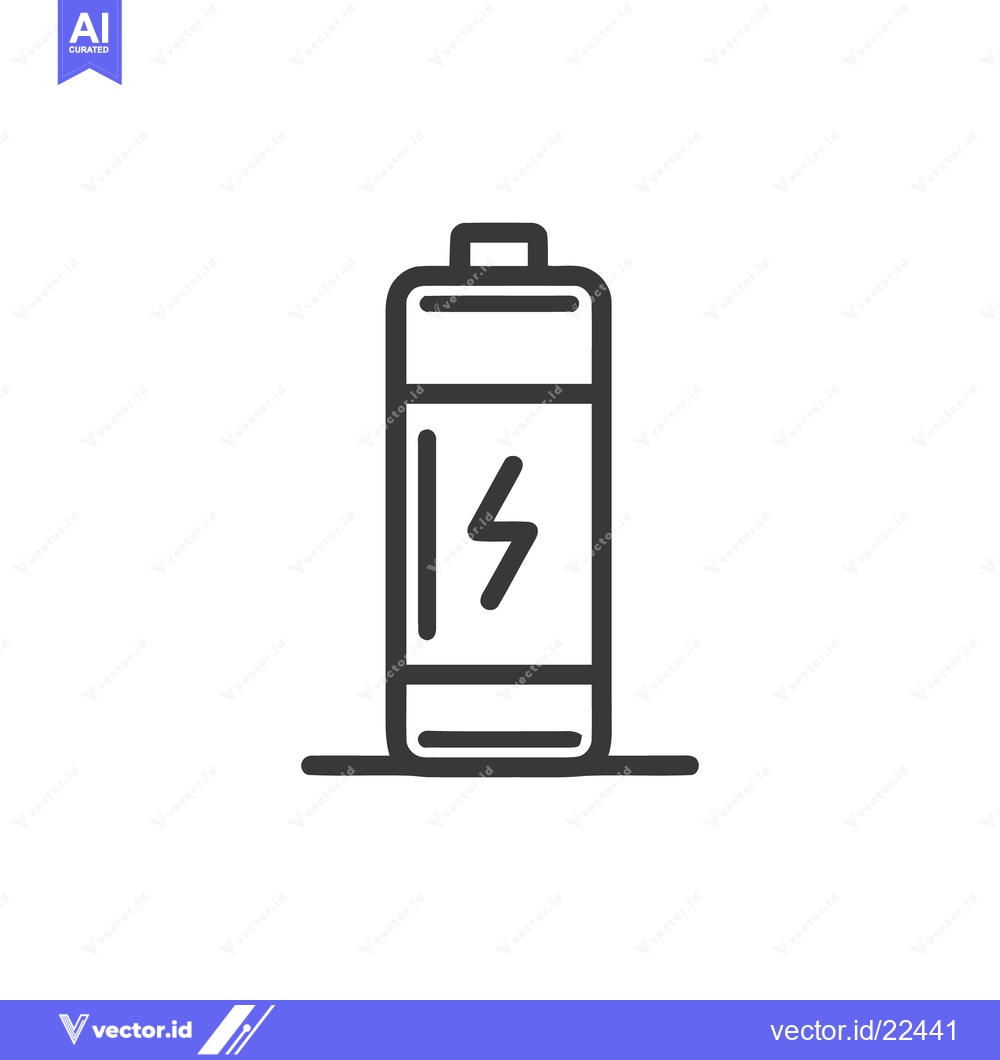 Premium Vector dari Minimalist Battery Icon with Lightning Bolt Symbol on White Background
