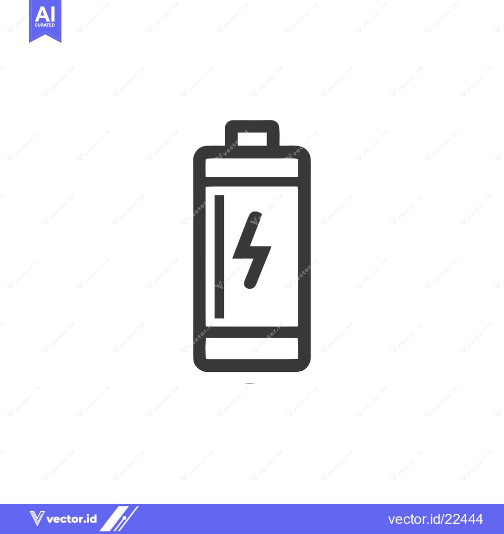 Premium Vector of Battery Icon with Lightning Bolt, Minimalist Design on White