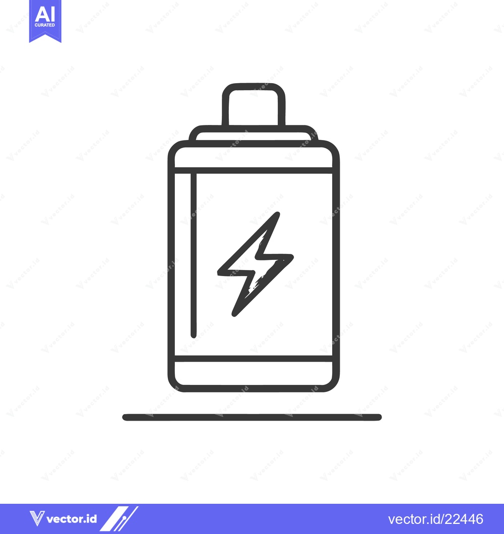 Premium Vector dari Minimalist Battery Icon with Lightning Bolt Symbol on White Background