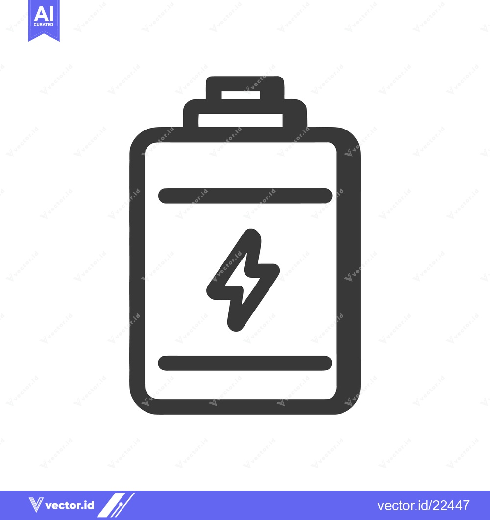 Premium Vector dari Battery Icon with Lightning Bolt Symbol in Dark Gray