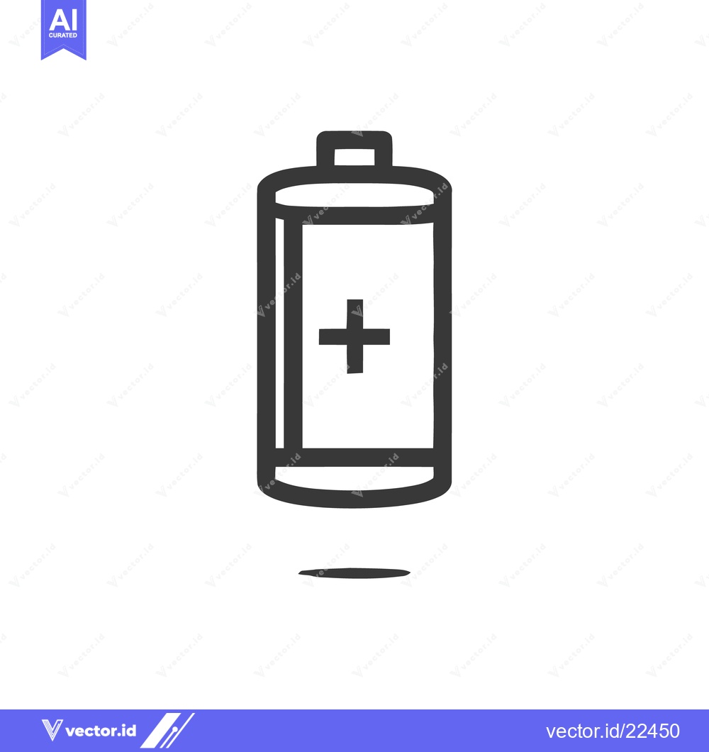 Premium Vector dari Minimalist Battery Icon with Positive Charge Symbol, Isolated on White