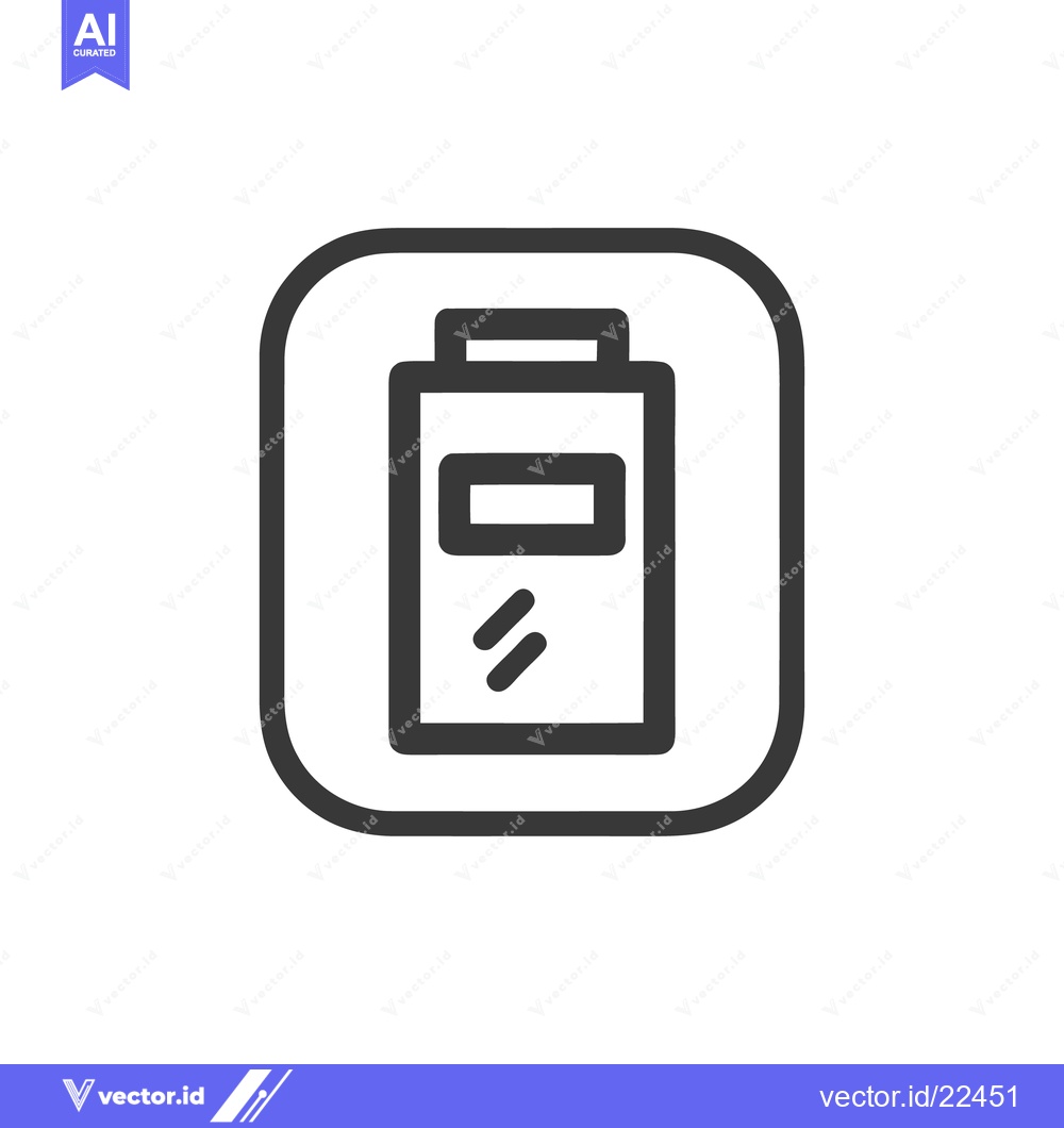 Premium Vector of Minimalist Battery Icon in Rounded Square Frame, Dark Gray on White