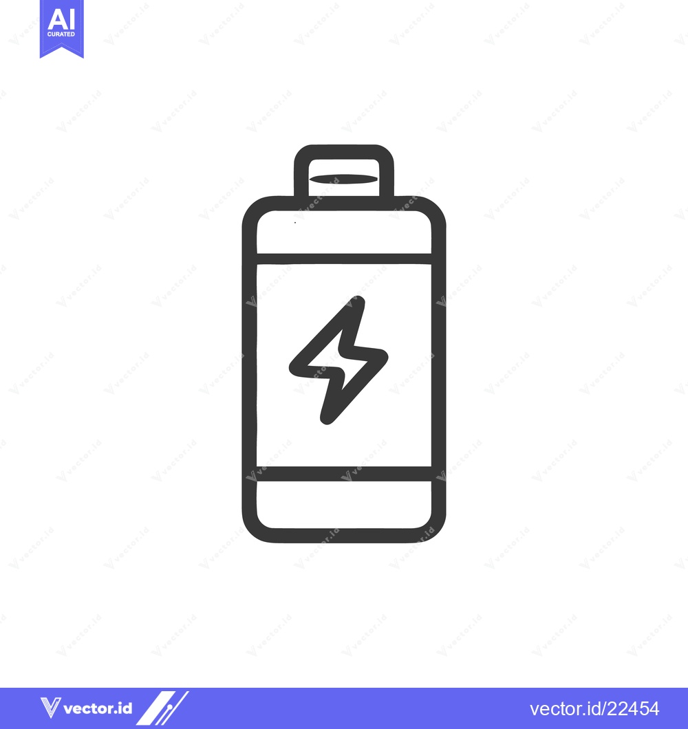 Premium Vector of Minimalist Battery Icon with Lightning Bolt Symbol on White Background