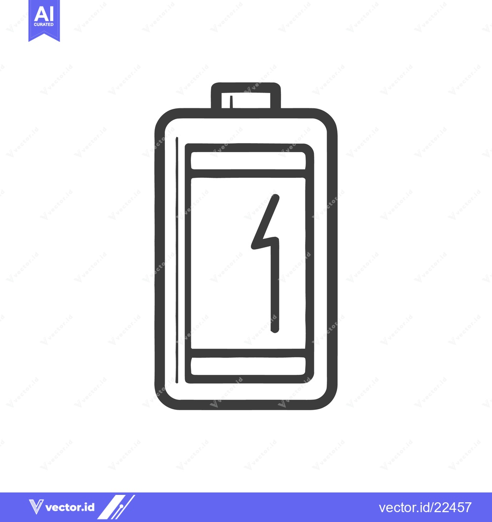 Premium Vector of Minimalist Battery Icon with Lightning Bolt, Black and White Design