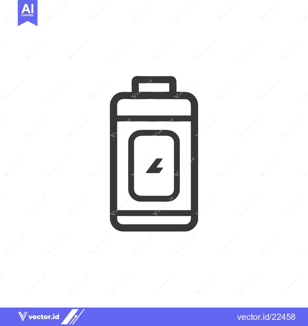 Premium Vector dari Minimalist Battery Icon: Bold Outline, Energy Symbol, Clean Design