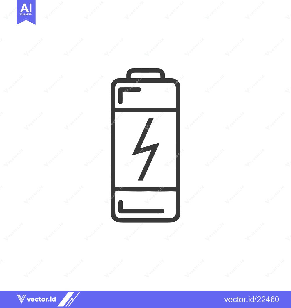 Premium Vector dari Minimalist Battery Icon with Lightning Bolt Symbol on White Background