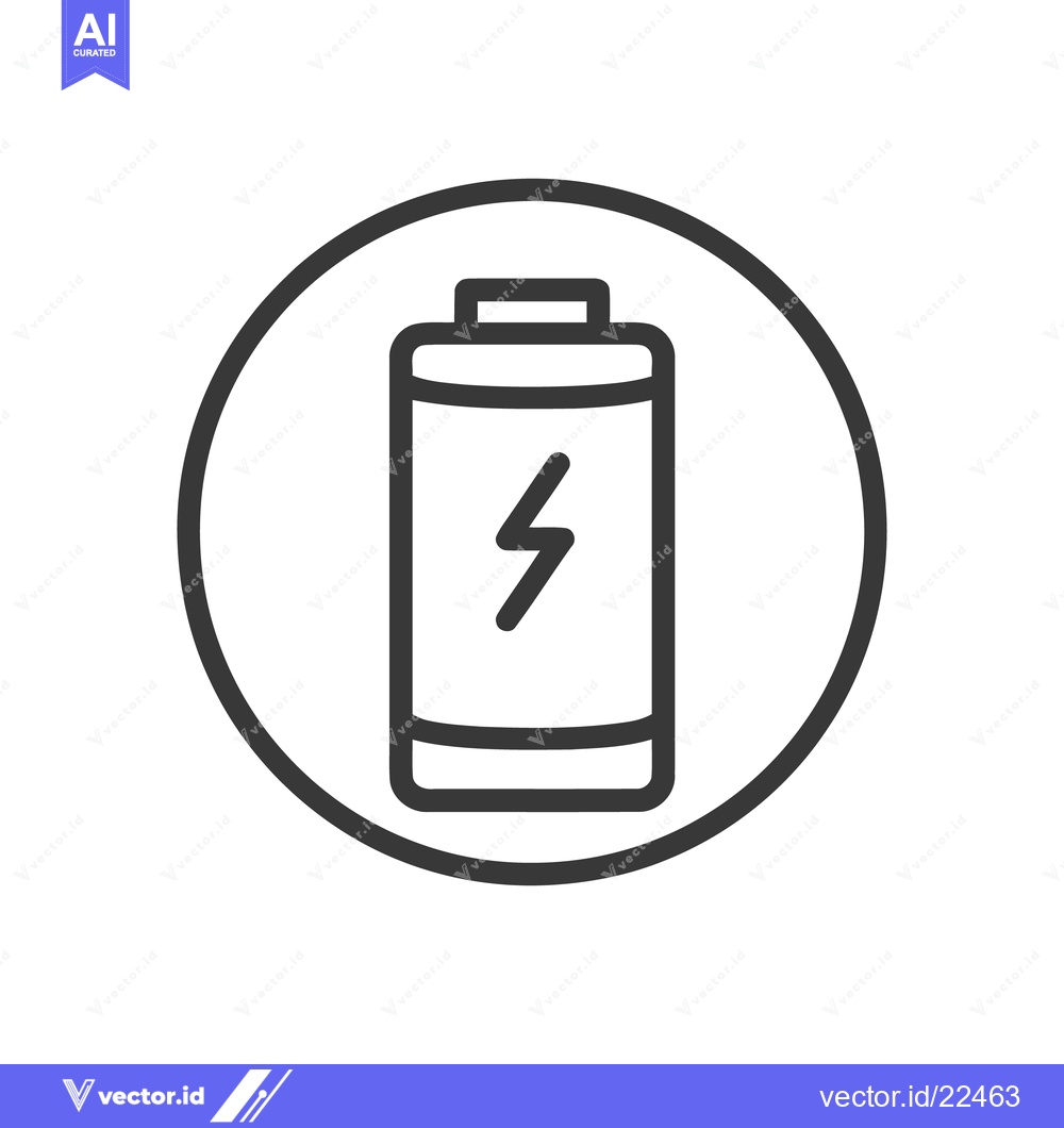 Premium Vector of Battery Icon in Circle, Energy Symbol, Charging Sign, Minimalist Desig