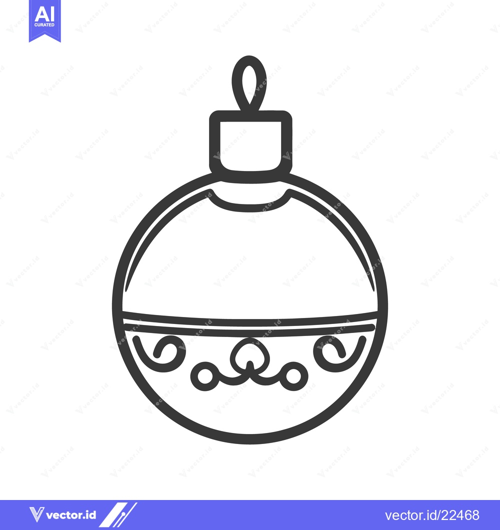 Premium Vector dari Simple line drawing depicts a round decorative holiday ornament design