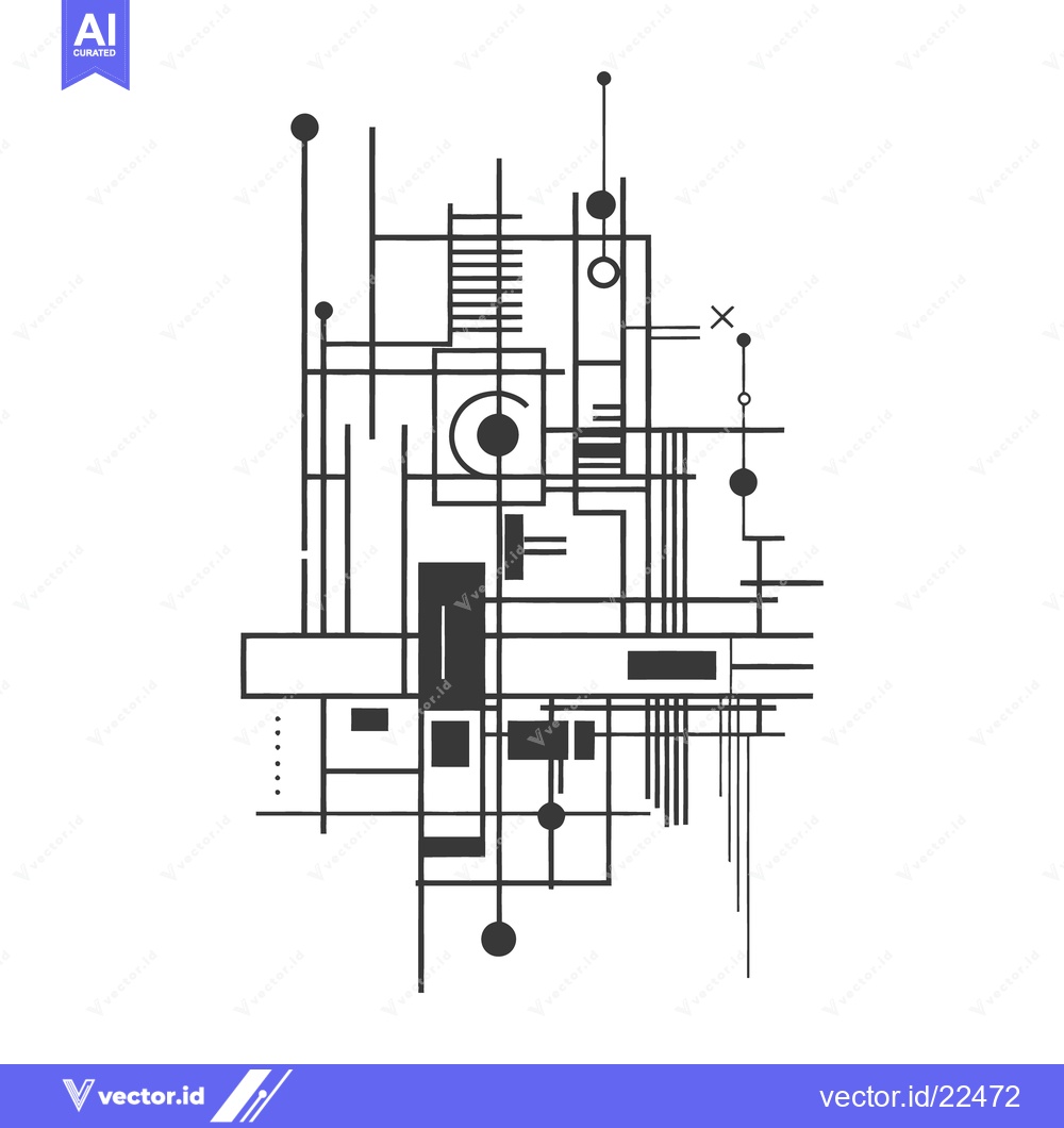 Premium Vector dari Geometric abstract graphic composition of lines and shapes on white